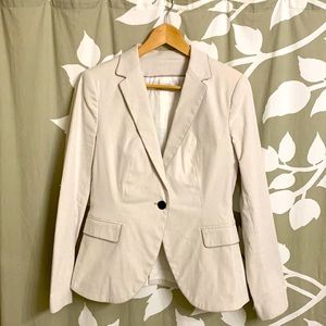 ZARA Tan and white stripe cotton blend jacket - Size Large